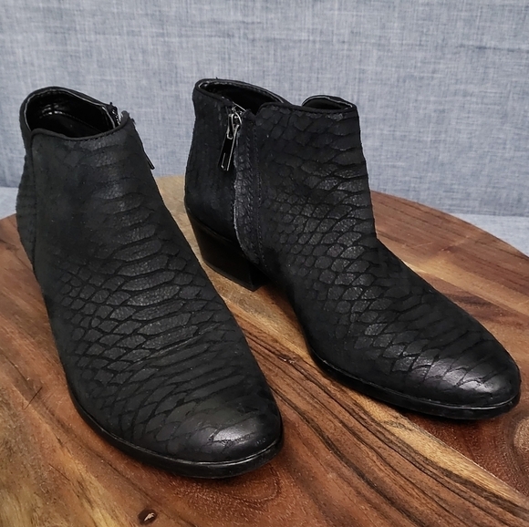 SAM EDELMAN Pretty Western Style Ankle Boot Snakeskin Design Black Women's 7 - Picture 4 of 10
